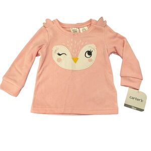 Carter's Pink Owl Kids Top size 12 months NWT